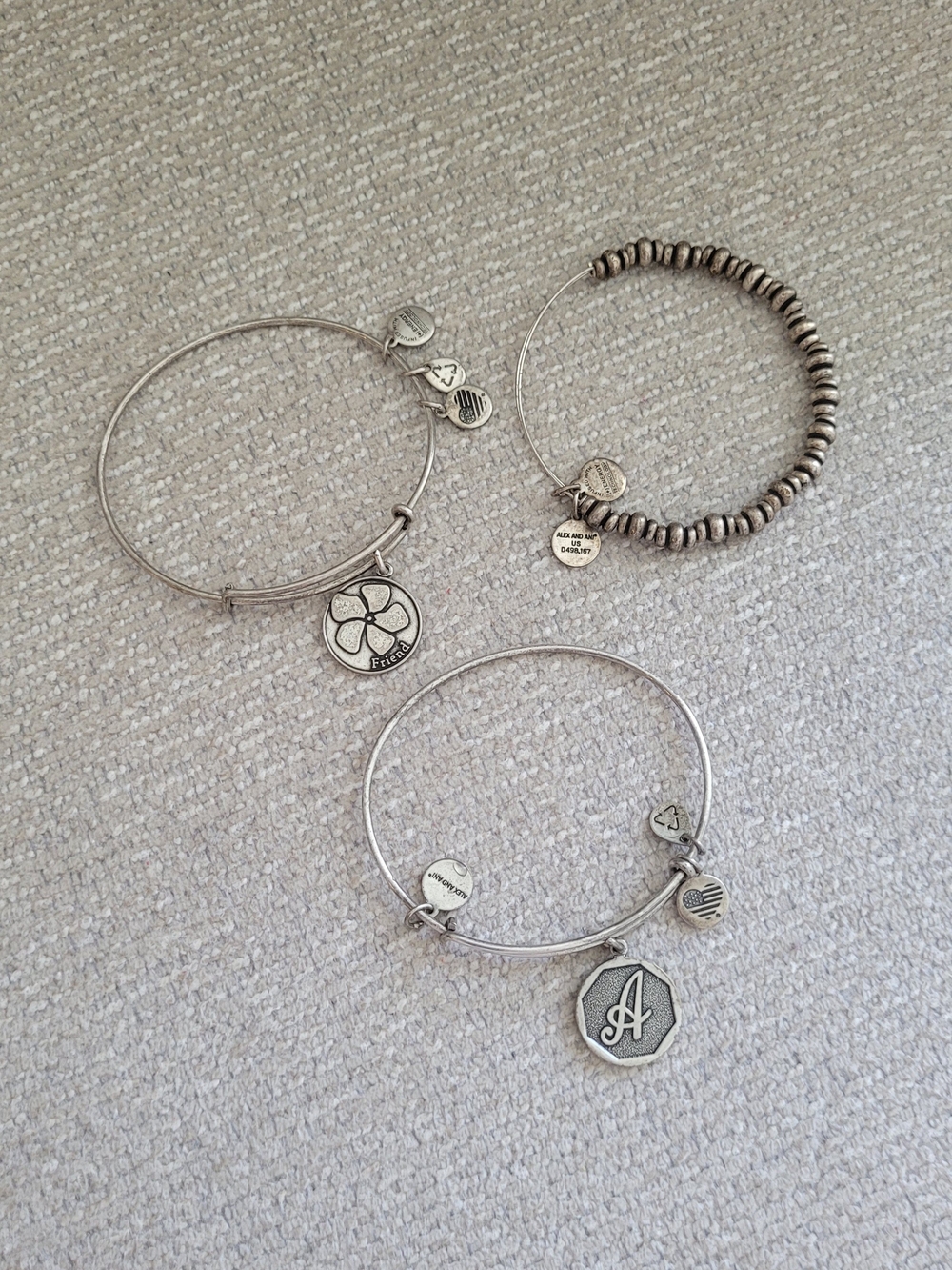 Alex and Ali 3 Silver-Tone Charm Bracelets Lot
